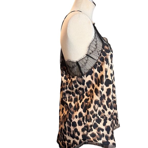 Storia NWT Camisole S Womens Animal Print Lace Trim Lightweight Top Size Small - Picture 3 of 10